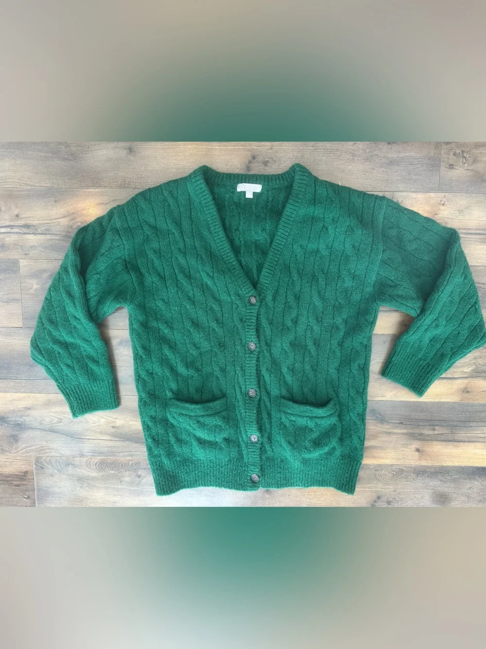 J.Crew Men’s Merino Alpaca Cable Knit Cardigan Green XS Small Wool Blend